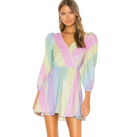OLIVIA RUBIN Dresses Olivia Rubin Pastel Rainbow Stripe Sequin